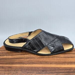 Studio Belvedere Sandals Men's 13 Black Eel Slip On Slingback Dress Shoes